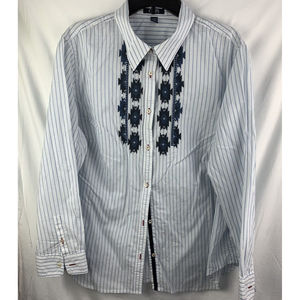 CHAPS WOMEN'S STRIPE BLUE & WHITE BUTTON DOWN SHIRT-EMBROIDERED ON FRONT SX 2XL